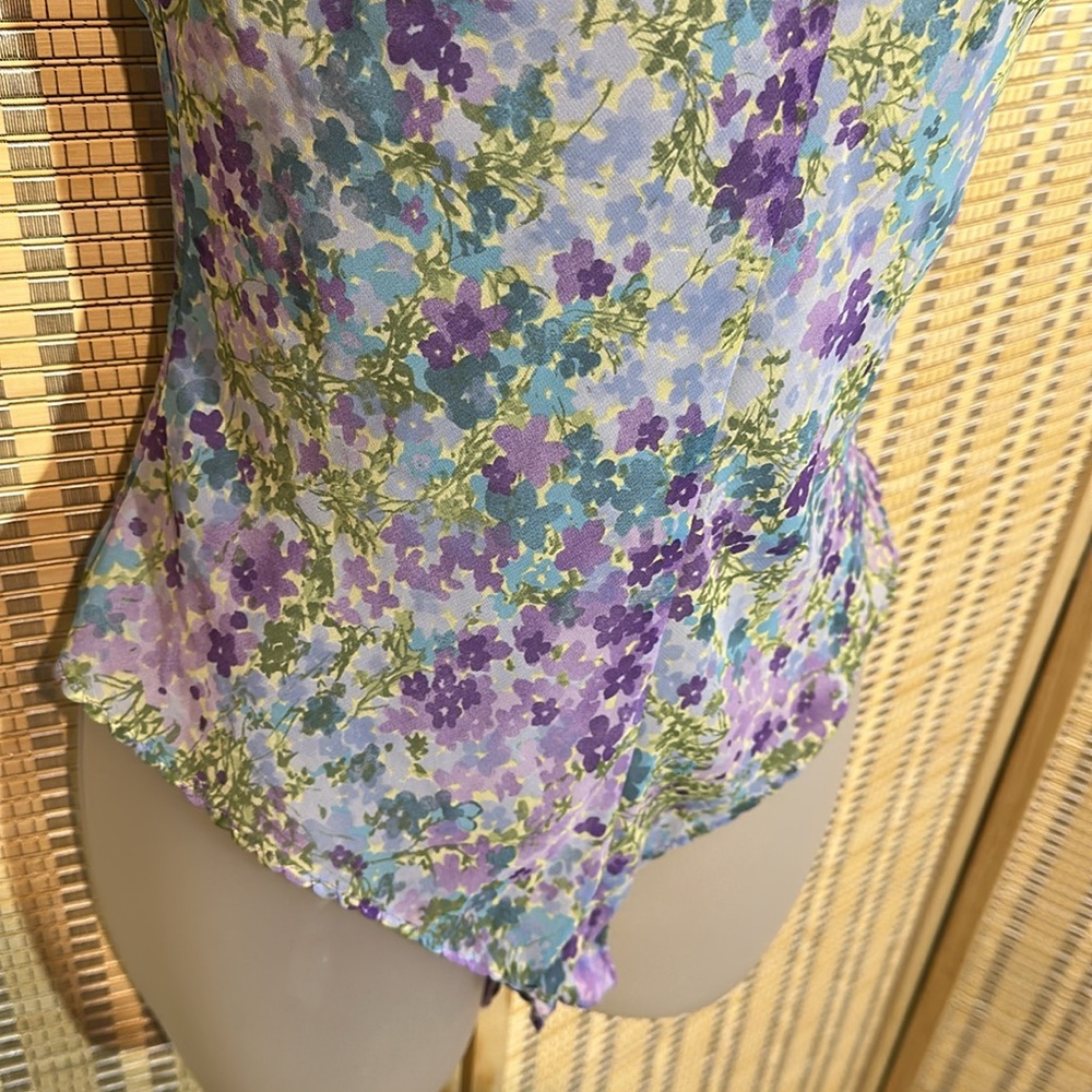 Victoria's Secret Semi Sheer Blue Floral One Piece Bodysuit Teddy Camisole Small - Picture 6 of 16
